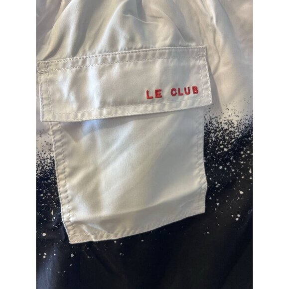 Le Club Original Snow Swim Board Trunks Shorts Snow White Black Mens Size XL - Picture 6 of 10
